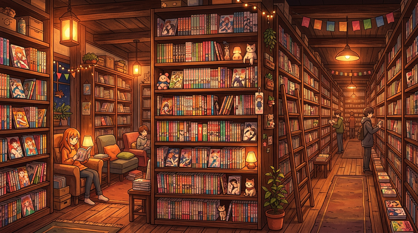 Cozy manga bookshelf